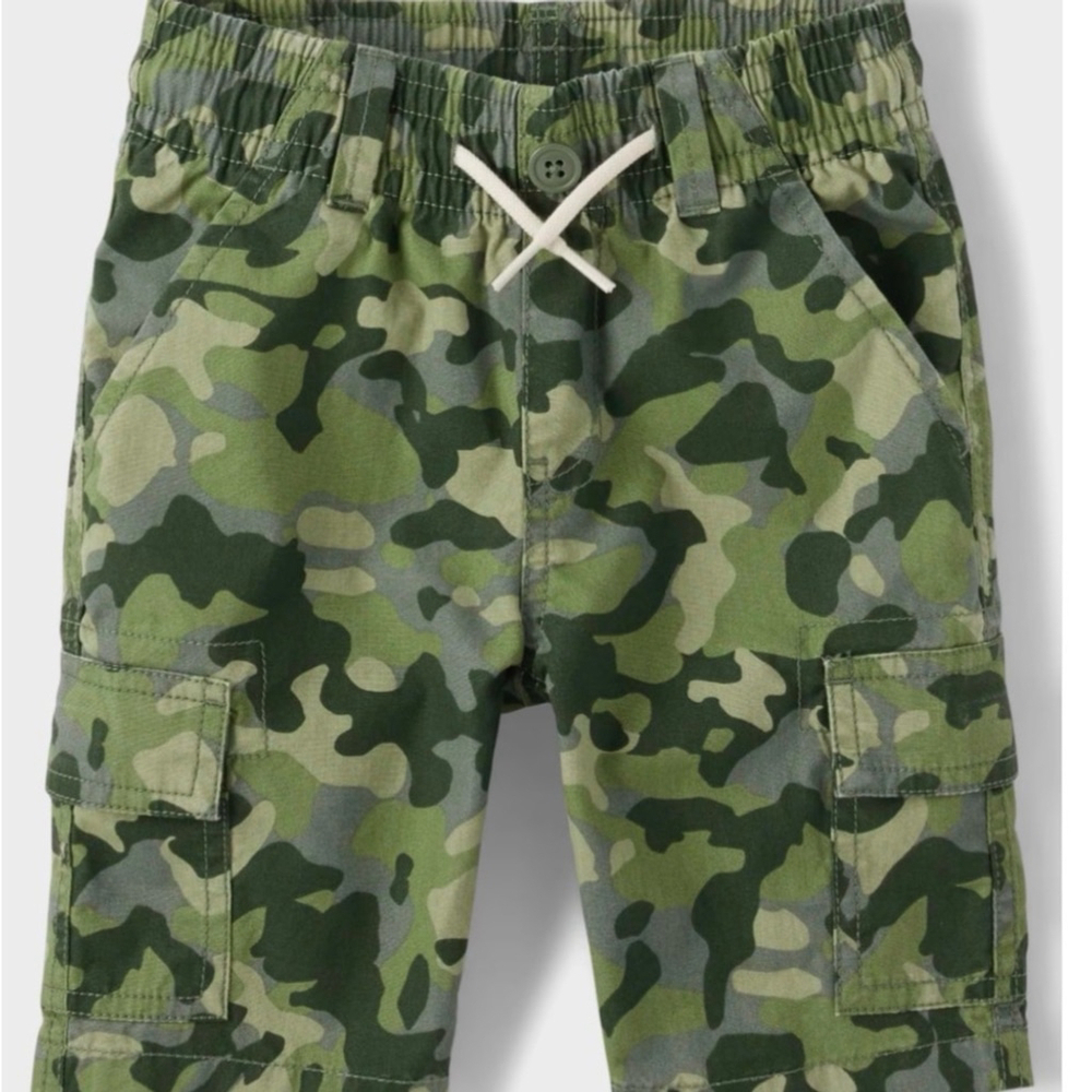 The Children's Place Boys Camo Pull On Cargo Shorts - Green | Sz 12 | NWOT